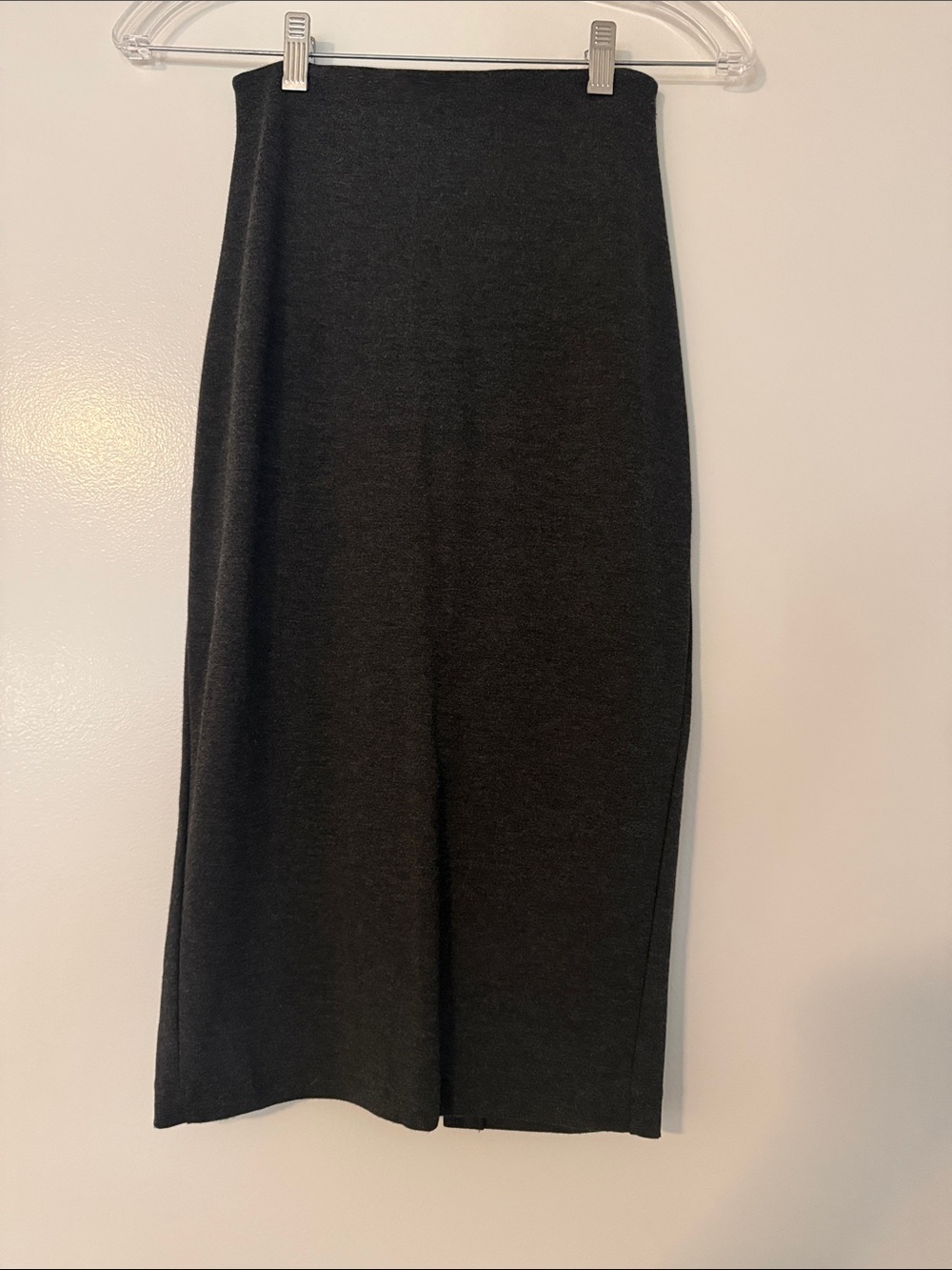Classic Dark Grey Knit Midi Skirt